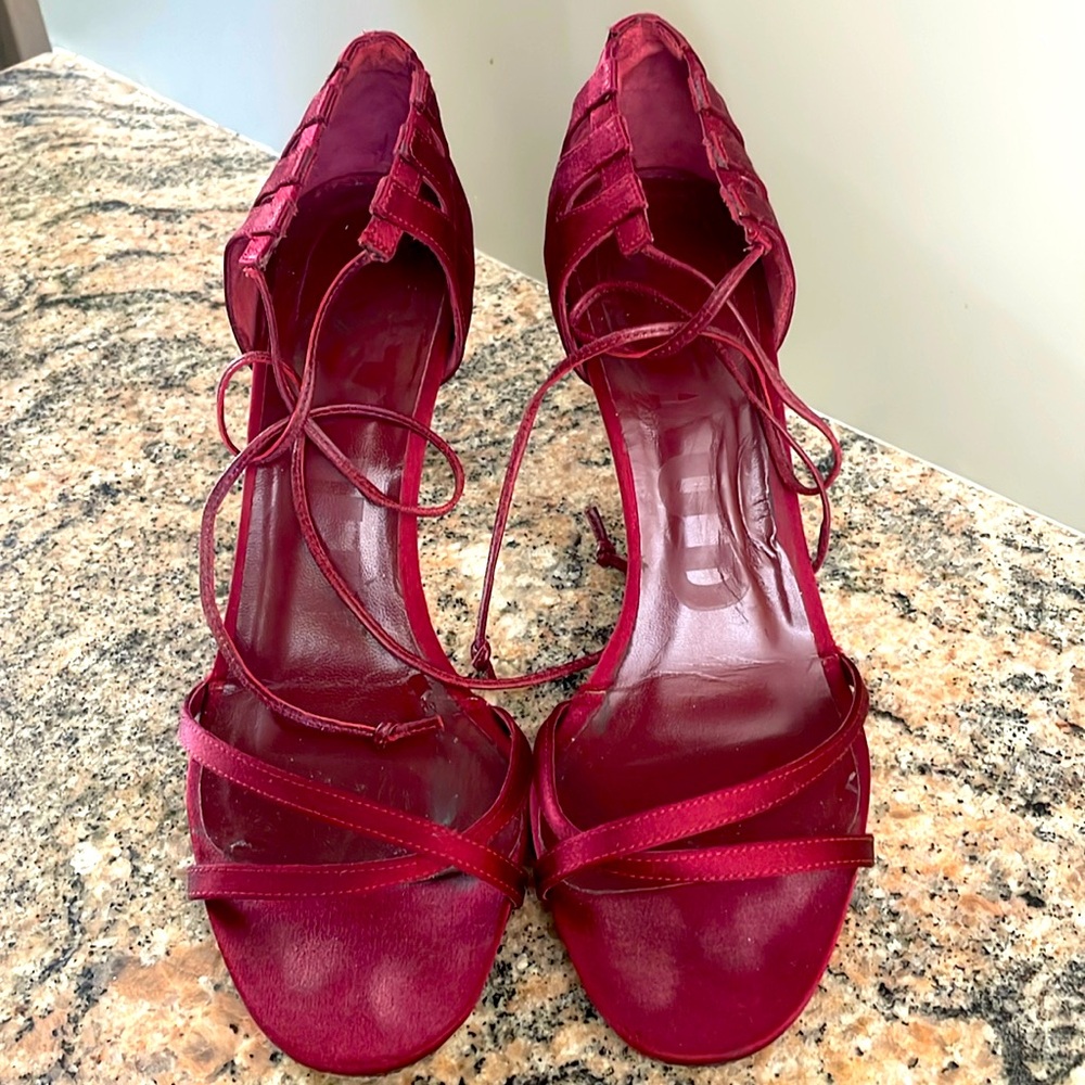 Staud Ankle Strap Satin Heels - Picture 1 of 8